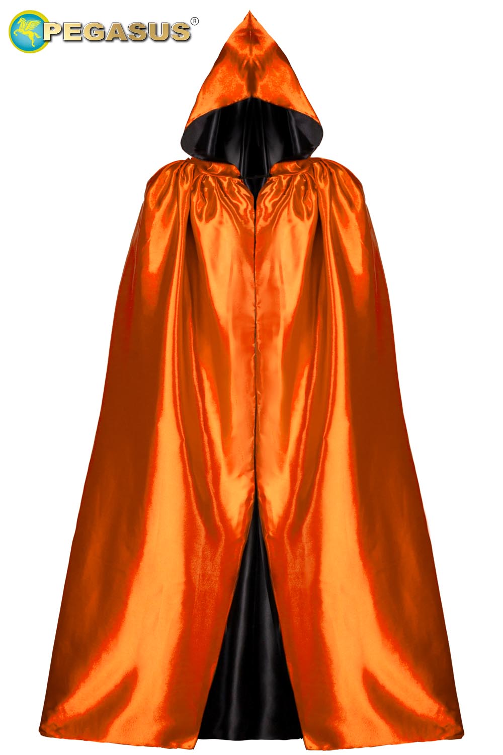 MANTELLO CAPPUCCIO DOUBLE ARANCIO-NERO ADULTO